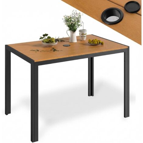 Table de jardin avec trou de parasol,110 x 70 cm,résistante aux intempéries,cadre en aluminium,WPC,table à manger d'extérieur (1/5)