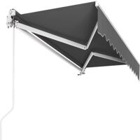 LIFERUN Store Banne Manuel, 250 x 200 cm, Auvent Rétractable à Bras Repliable, Store Articulé, avec Support Mural, Manivelle, Imperméable, Aluminium/Polyester, pour Balcon, Resto, Café, Anthracite
