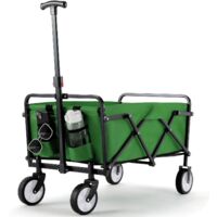 Chariot de jardin Chariot Enfant Chariot de transport Pliable Chariot de Plage max.60KG Poignée Réglable(Vert)