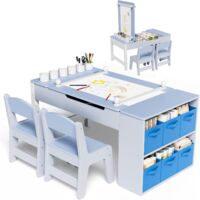 Liferun – Table enfant avec 2 chaises en MDF – Dimensions 108x59x53,5 cm – Peinture UV non toxique – Pour peinture et coloriage