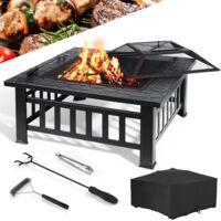 Foyer avec Grille,Brasero Barbecue 81cm Exterieur de Jardin,Fire Pit pour Chauffage de Terrasse,BBQ Grill