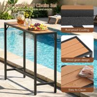 Table de Bar,Table Haute de Jardin,Mange Debout Exterieur avec Plateau Étanche,Réglables en Hauteur 120x38x98 cm-Brun