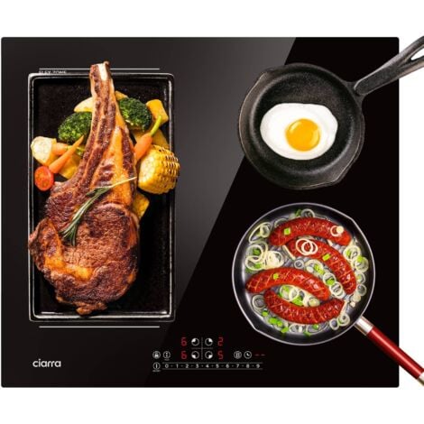 CIARRA Plaque Induction Intégrée 59cm 4 Foyers Zone Modulable 7200W Boosters Minuteur L 59cm - CD4BFBIH
