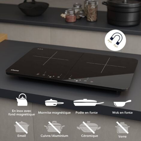 Cbtih2 Plaque Induction Portable 2 Foyers 3500W Sensitive Sécurité Enfants Minuteur CIARRA