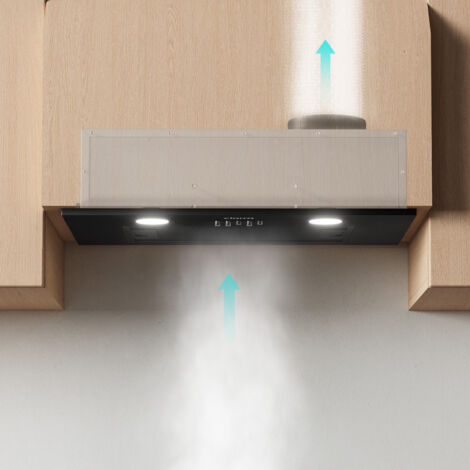CIARRA Groupe Filtrant Noir 52cm 300m3/h Hotte Aspirante Encastrable 913ABK52