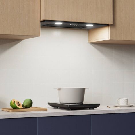 CIARRA Groupe Filtrant Noir 52cm 300m3/h Hotte Aspirante Encastrable 913ABK52
