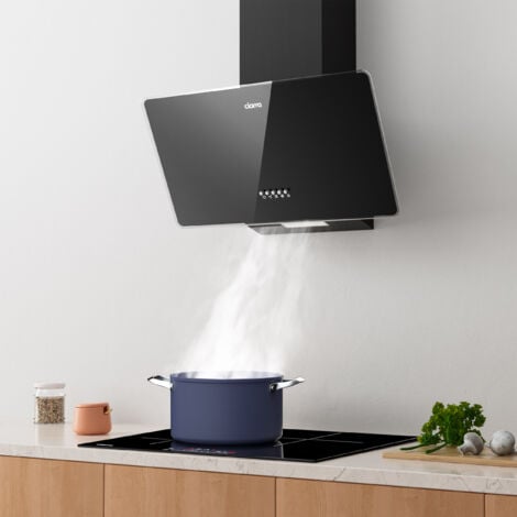CIARRA Hotte Aspirante 60cm 350m3/h Recyclage ou Evacuation LED Lampe Noir CD6750B
