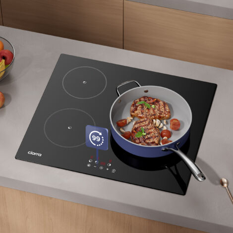 CIARRA Plaque Induction 5600W 3 Foyers Minuterie 99 Min Commande Tactile Verrouillage Enfant CD3BIH-F