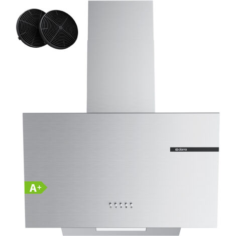 Ciarra – Hotte aspirante inclinée 60cm 600m³/h classe A+ – 3 vitesses – Évacuation ou recyclage – Niveau sonore 64 dB – CD6765AS