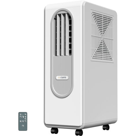 CIARRA Climatiseur d'air mobile 500W 3 en 1 avec télécommande minuterie réservoir eau 3L affichage LED blanc CDPAC59-W