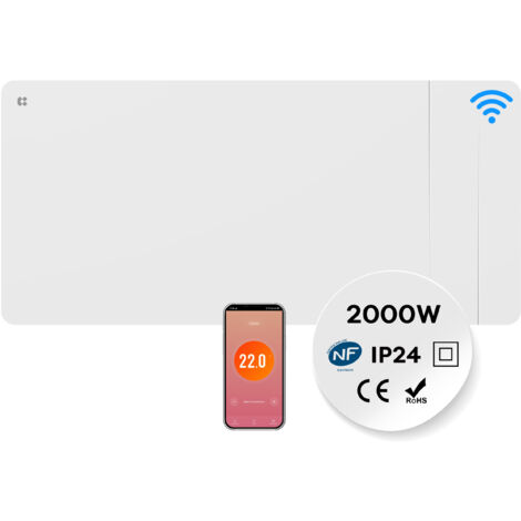 CIARRA Radiateur électrique 2000W Chauffage Mural Wifi Connecté Double Cœur de Chauffe IP24 Programable 15-20㎡ CDHTD20A-W