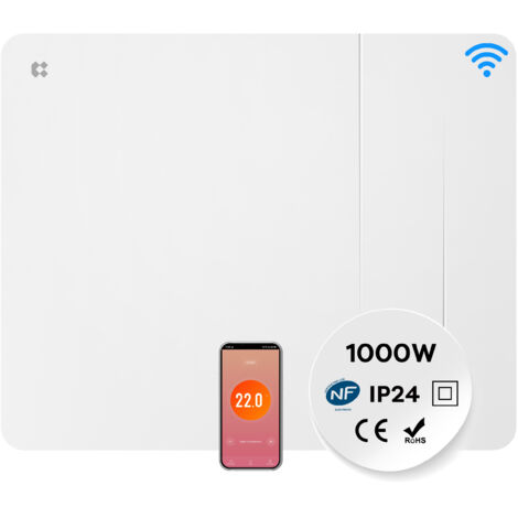CIARRA Radiateur électrique 1000W Chauffage Mural Wifi Connecté Double Cœur de Chauffe IP24 Programable 5-10㎡ CDHTD10A-W