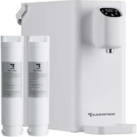 SusGreenable Purificateur d’Eau 2,6L+1L SGIWDR04-W Osmoseur Filtration RO Fontaine à Eau Chauffage Instantanée sans Installation Réservoir Potable