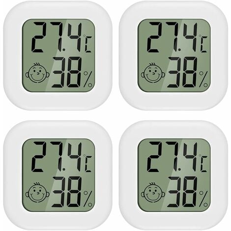 4 Stück Mini-LCD-Thermometer, Innen-Hygrometer, Heim-Termometer, geeignet  für Kinderzimmer, Seniorenzimmer usw