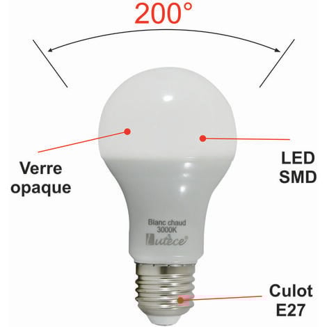 AMPOULE E27 LED B60 3000K 14W 1521 LUMENS 180° BLANC CHAUD