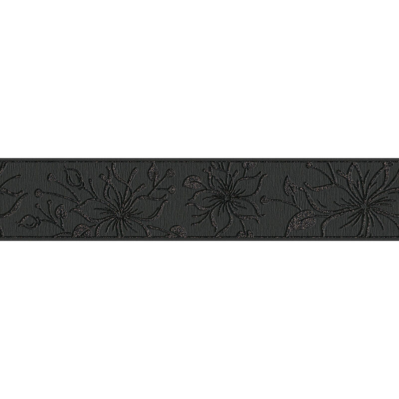 Frise papier peint blanc & noir anthracite pour salon, Frise tapisserie  motif fleur de lys pour chambre, Frise murale blanche & noire