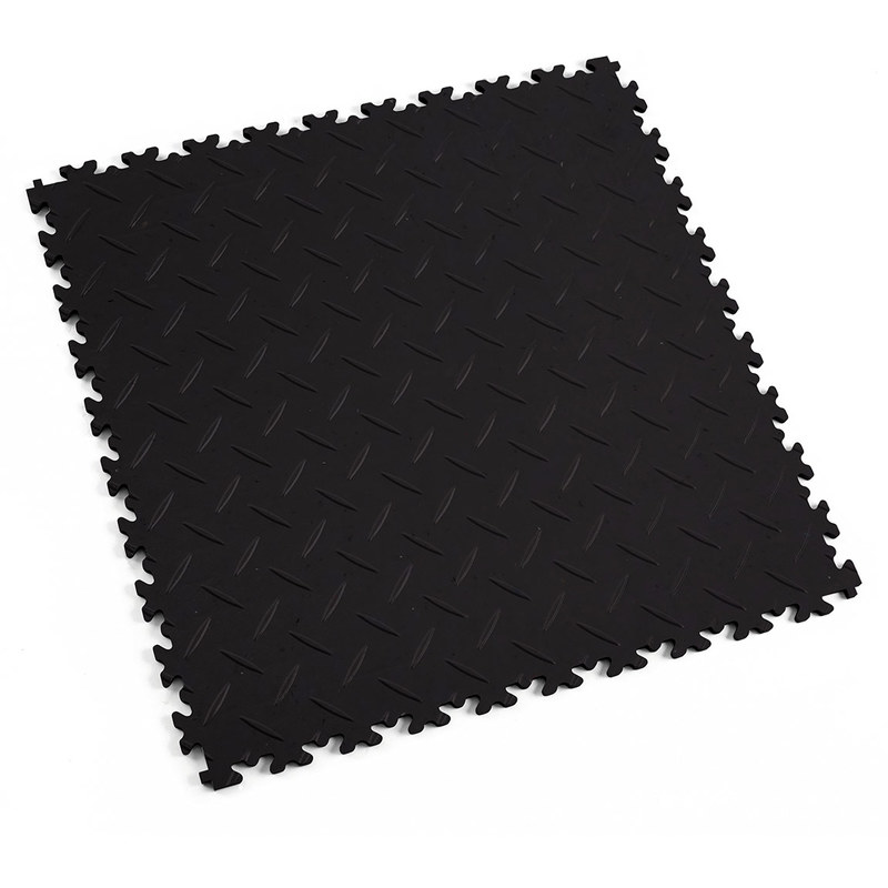 uyoyous Lot de 20 dalles de sol de garage emboîtables en PVC Antidérapantes et résistantes Faciles à poser Design en plaques diamant 40 x 40 cm noir 