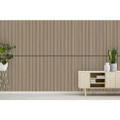 Panneau acoustique pour bureau et chambre à coucher Panneau tasseau bois en chêne pour mur acoustique et décoratif