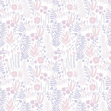 Papier peint fleuri pour enfants Papier peint pour chambre de filles en rose et violet Papier peint floral non-tissé pour filles