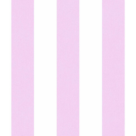 Papier peint chambre fille rose & blanc avec rayures Tapisseries rayures violet clair & blanc chambre enfant Papier peint intissé chambre bébé (1/4)
