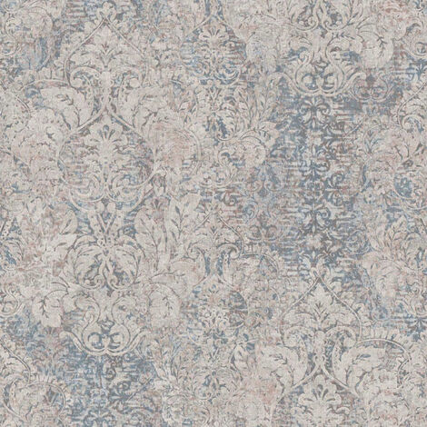 Papier peint ornemental nostalgique Papier peint vintage intissé shabby chic Papier peint romantique intissé en beige gris (1/4)