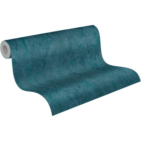 Papier peint bleu canard moderne  Tapisserie bleue canard unie pour chambre adulte  Papier peint intissé uni pour bureau