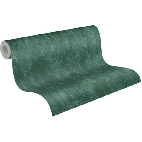 Papier peint vert aspect crépi moderne  Tapisserie verte idéale chambre adulte  Papier peint uni pour salon et couloir
