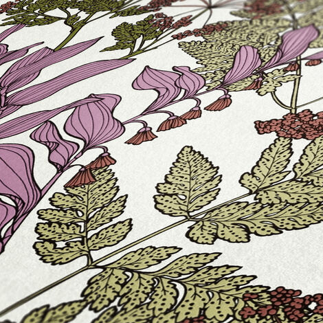 Papier peint motif floral multicolore Tapisserie motif fleur pour salon & chambre Papier peint fleuri fond blanc avec feuille
