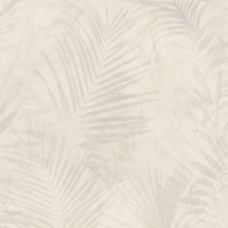 Papier peint feuille beige gris effet aquarelle Tapisserie beige clair intissé motif feuille Papier peint clair salon & chambre