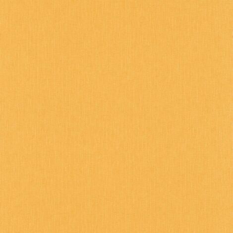 Papier peint intissé jaune orange Tapisserie effet textile gaufrage Papier peint minimaliste rayures verticales idéal chambre (1/2)