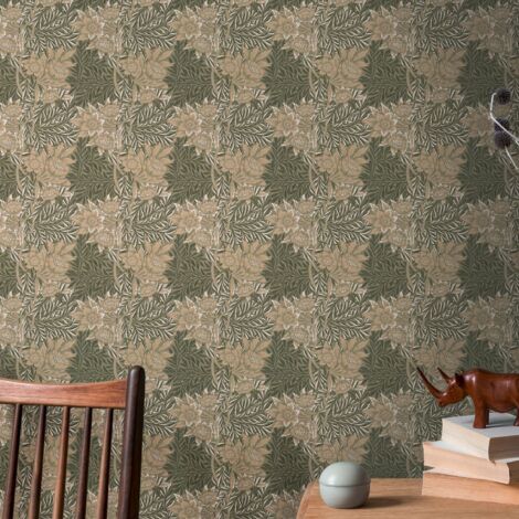 Papier peint floral marron et beige Tapisserie à fleurs style botanique Papier peint intissé baroque idéal pour chambre et couloir (1/5)