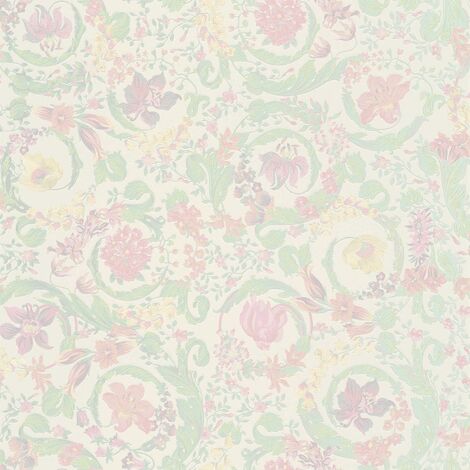 Papier peint fleurs clair Tapisserie moderne Papier peint intissé et embossé Facile à appliquer Idéal pour salon (1/2)