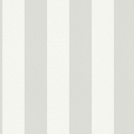 Papier peint rayures gris et blanc Tapisserie rayures moderne blanche et grise Papier peint intissé chambre adulte et salon (1/6)