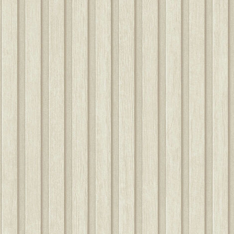 Papier peint imitation tasseaux bois beige – Effet bois 3D – Intissé structuré – Facile à poser – Pour salon – Bricoflor