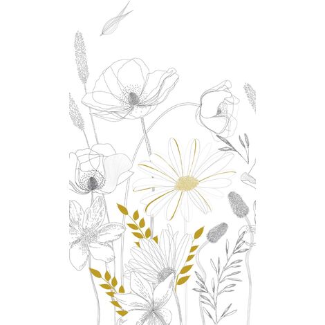 Papier peint vinyle sur intissé 392131 – Motif botanique blanc, noir et jaune – Lessivable et strippable – Dimensions 1,59m x 2,80m – A.S. Creations (1/3)