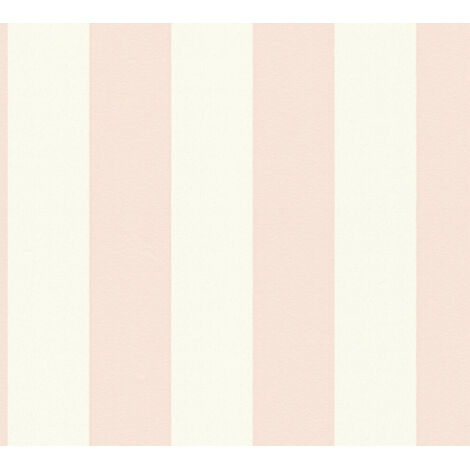 Papier peint rayures blanc et rose chambre de fille Tapisserie blance et rose à rayures pour chambre enfant Papier peint intissé couloir
