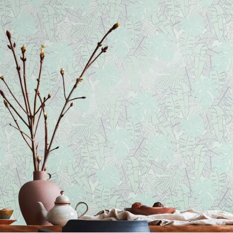 papier peint palmiers turquoise et vert - Livingwalls (1/5)