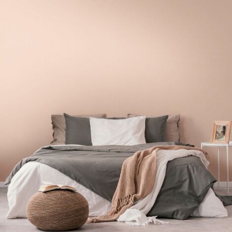 Papier peint uni rose chair Tapisserie intissée effet gaufrage Papier peint moderne résistant et lavable idéal pour chambre