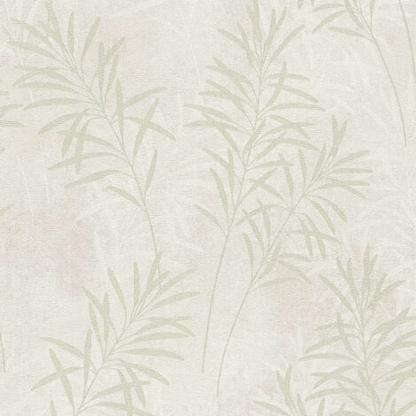 Papier peint feuillage crème et doré Tapisserie intissée moderne nature Papier peint floral style botanique idéal pour salon et chambre