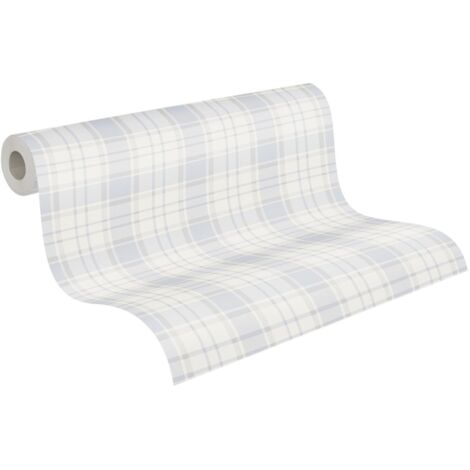 Papier peint à carreaux de style maison de campagne Papier peint intissé classique blanc et bleu à motif à carreaux (1/5)