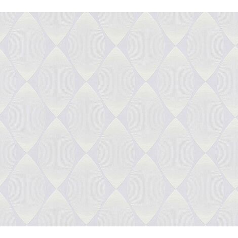 Papier peint géométrique blanc 10,05 x 0,53 m Tapisserie optique de losanges aspect 3D Papier peint intissé moderne idéal chambre (1/4)