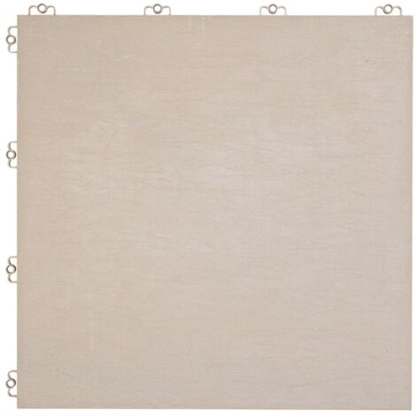 Dalle en plastique beige sable 8 mm – Effet pierre 38,5 x 38,5 cm – Résistante aux UV et aux températures extrêmes – Pose clipsable pour extérieur – Bricoflor