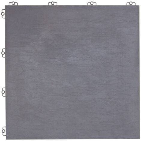 Dalle en plastique grise foncé épaisseur 8 mm Dalle effet pierre à dimensions 38,5 x 38,5 cm Dalle résistante et simple à poser pour extérieur