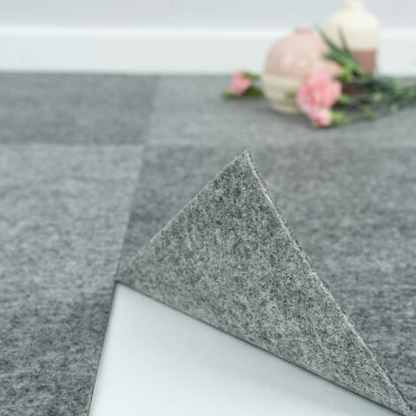 Dalle moquette autocollante 40 x 40 cm – Couleur gris – Adhésive pour pose facile – Pour espaces de vie peu fréquentés – Bricoflor