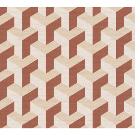 Papier peint graphique moderne, cubes orange crème beige, salon, chambre, 781503 (1/4)
