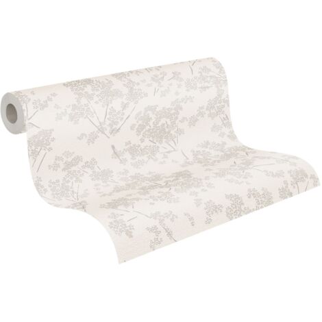 Papier peint à fleurs beige et crème Tapisserie rurale intissée idéale pour salon et chambre Papier peint style cottage campagne pour couloir
