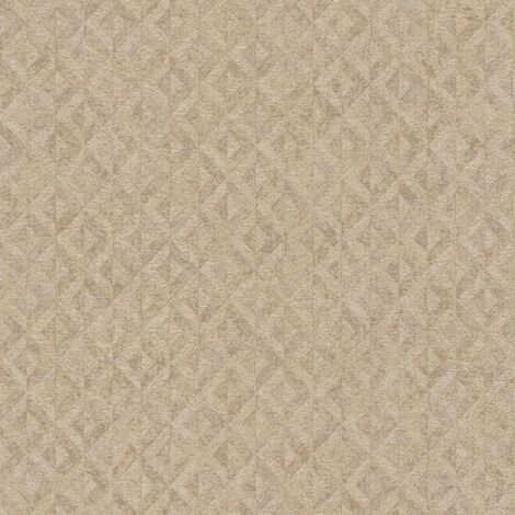 Papier peint graphique beige et or pour couloir Tapisserie géométrique à motifs de losanges Papier peint intissé idéal pour salon (1/4)