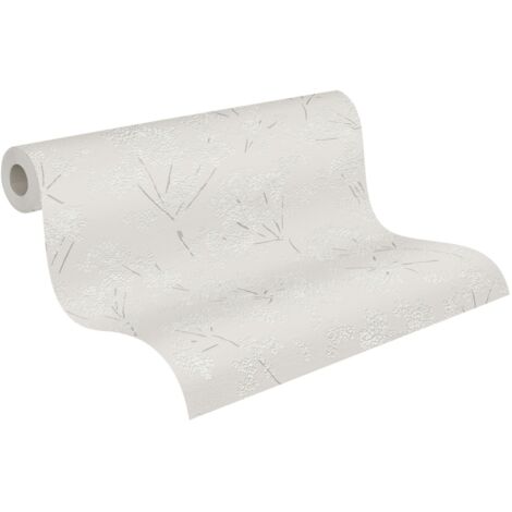 Papier peint floral beige et gris Tapisserie style campagne rurale pour chambre Papier peint motifs à fleurs cottage pour salle à manger
