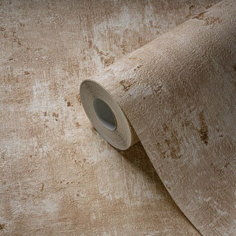 A.S. Creations – Papier peint moderne beige crème or – Tapisserie aspect béton – Effet métallique pour cuisine et bureau – 53cm x 10m (1/4)