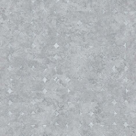 Papier peint intissé métallique gris Tapisserie à motifs géométrique pour couloir Papier peint graphique idéal pour chambre (1/4)